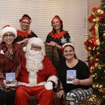 Jo, Chrissie and Elves with Santa