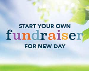 blue sky with headline that says start your own fundraiser