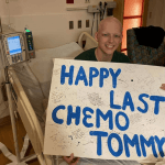 Tommy Schomaker at last chemo treatment