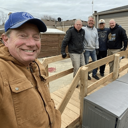 Volunteers working on construction